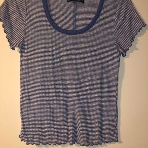 Blue and white striped top